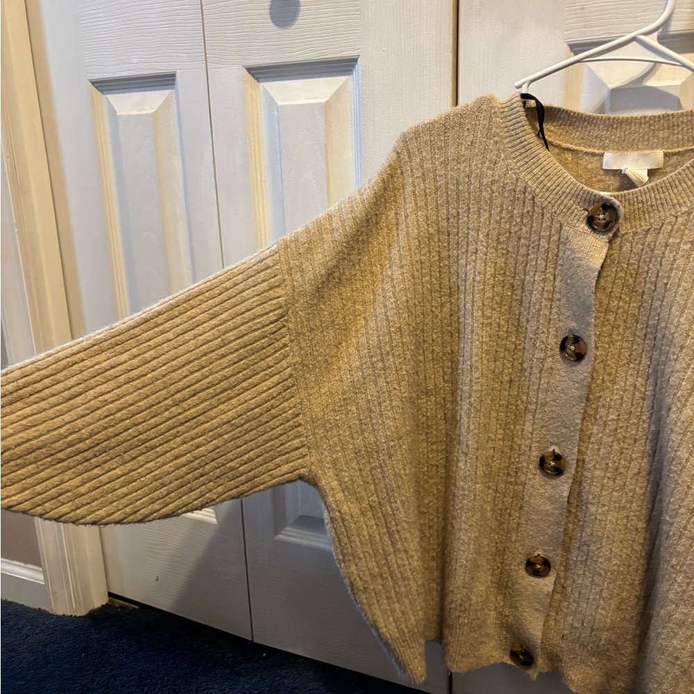H&M Taupe Ribbed Cardigan - Picture 3 of 4
